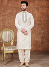 Off White colour Outluk Vol 24 Fancy Stylish Festive Wear Heavy Cotton Mens Wear Pathani Latest Collection 24010